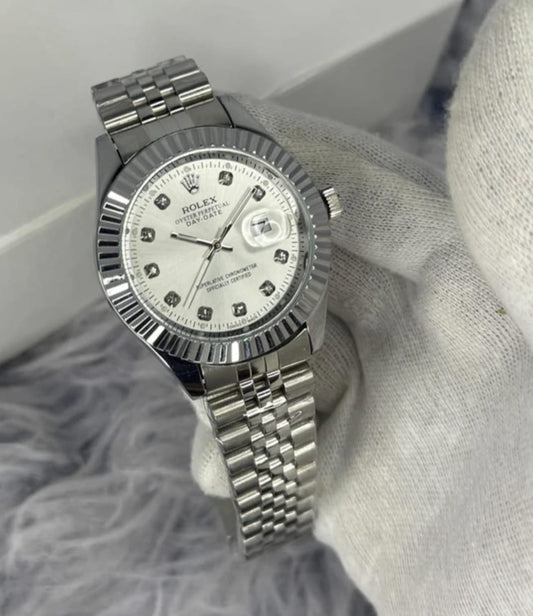 ROLEX OYSTER PERPETUAL-DATE JUST SILVER