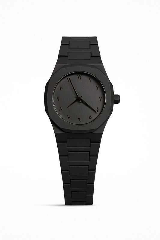 BLACK ARABIC AURA WATCH-CARBON FIBER