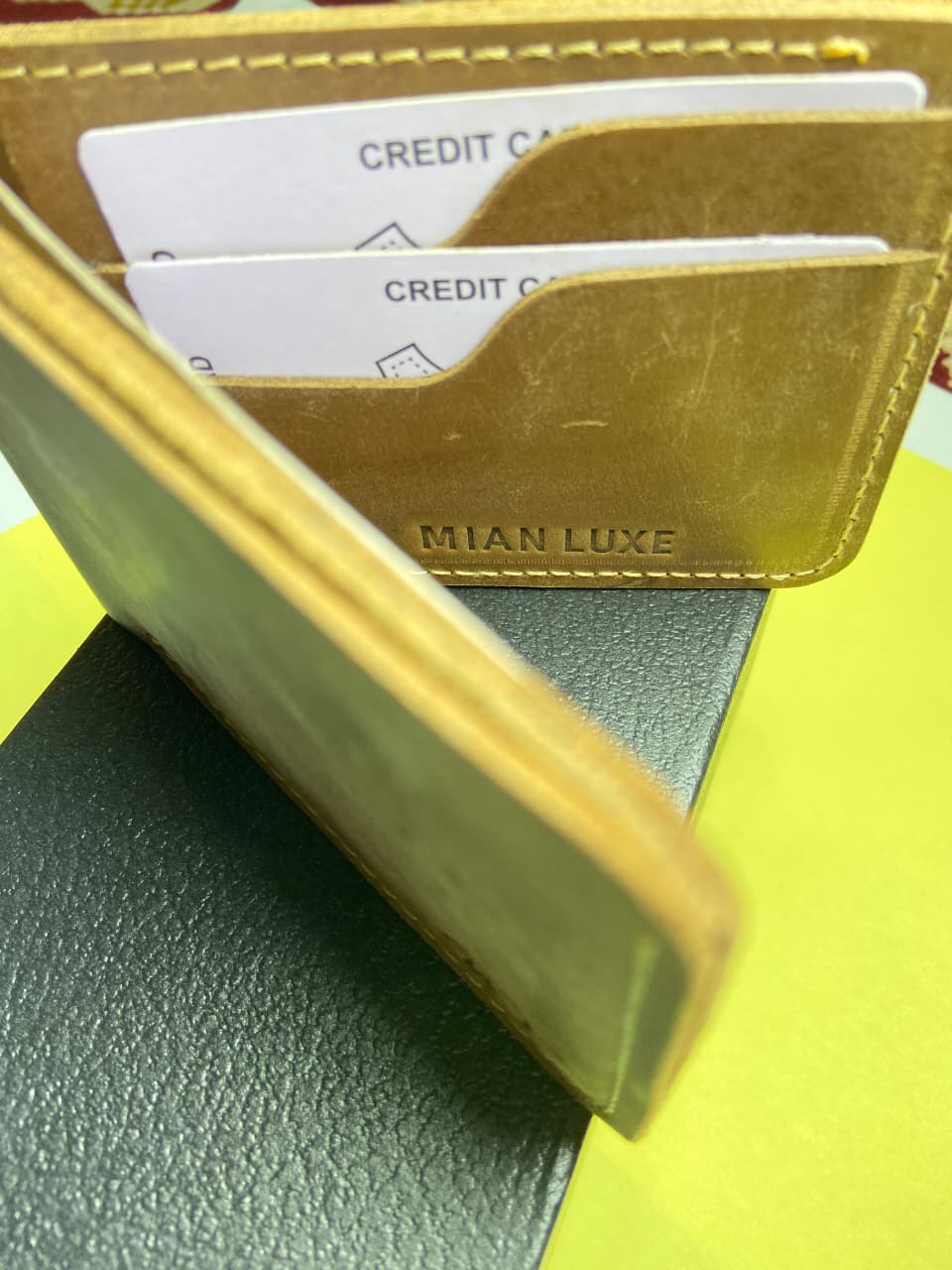 LEATHER BIFOLD WALLET-CAMEL BY MIANLUXE