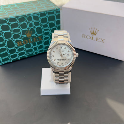 ROLEX OYSTER PERPETUAL-DATE JUST SILVER