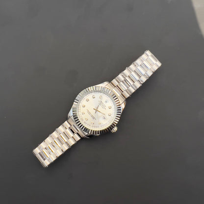 ROLEX OYSTER PERPETUAL-DATE JUST SILVER