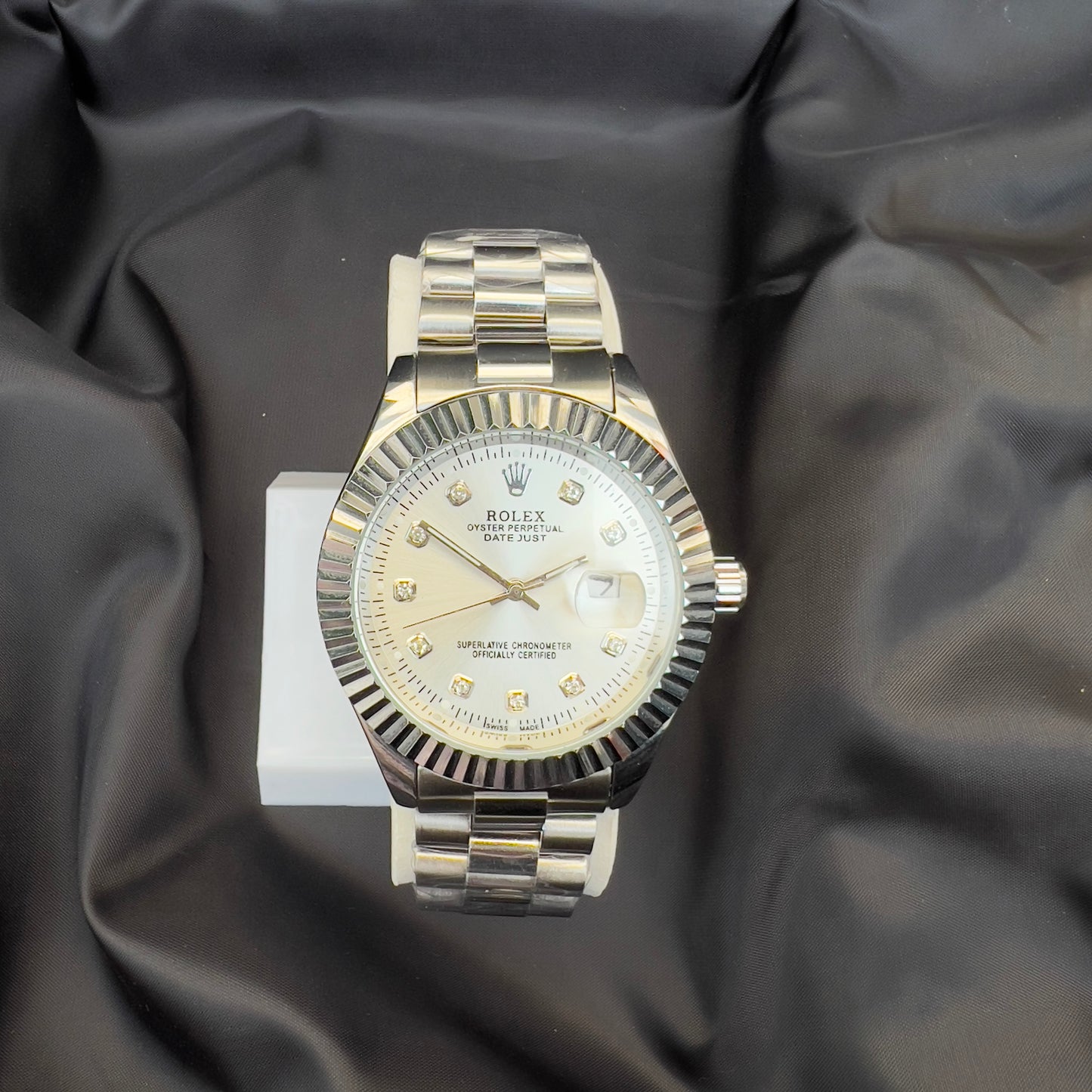 ROLEX OYSTER PERPETUAL-DATE JUST SILVER