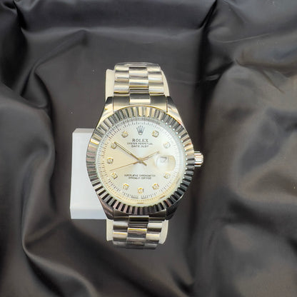 ROLEX OYSTER PERPETUAL-DATE JUST SILVER
