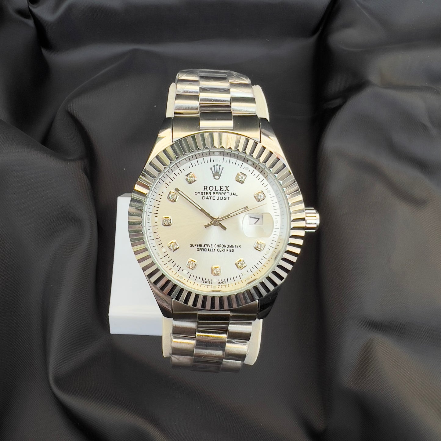 ROLEX OYSTER PERPETUAL-DATE JUST SILVER