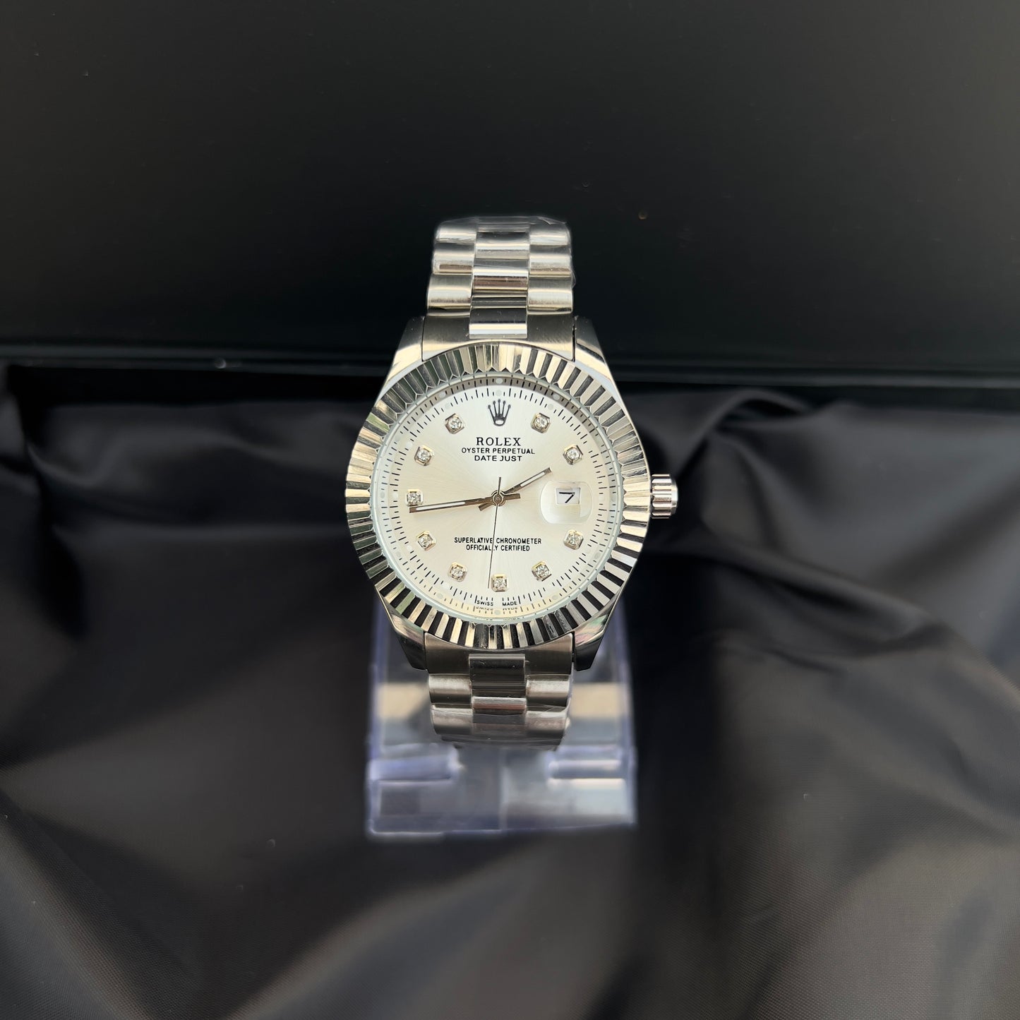 ROLEX OYSTER PERPETUAL-DATE JUST SILVER