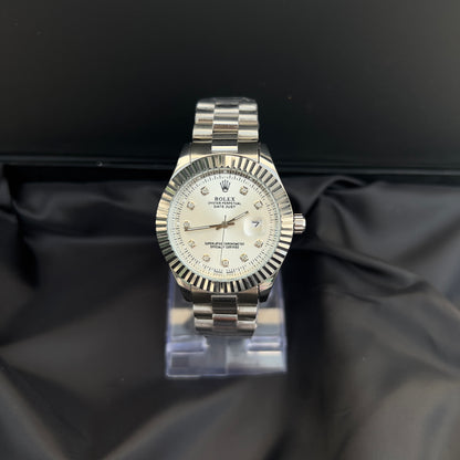 ROLEX OYSTER PERPETUAL-DATE JUST SILVER