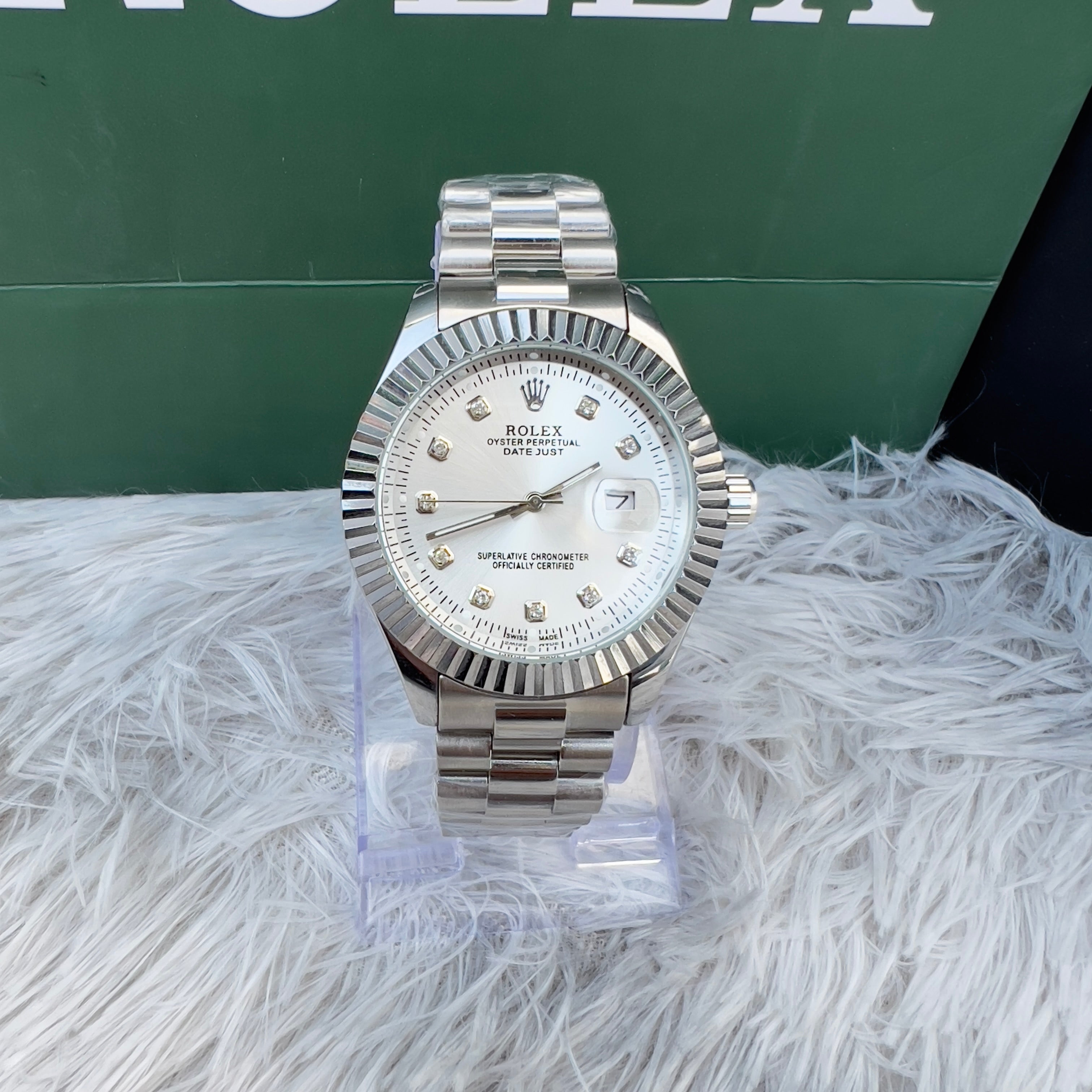 ROLEX OYSTER PERPETUAL-DATE JUST SILVER