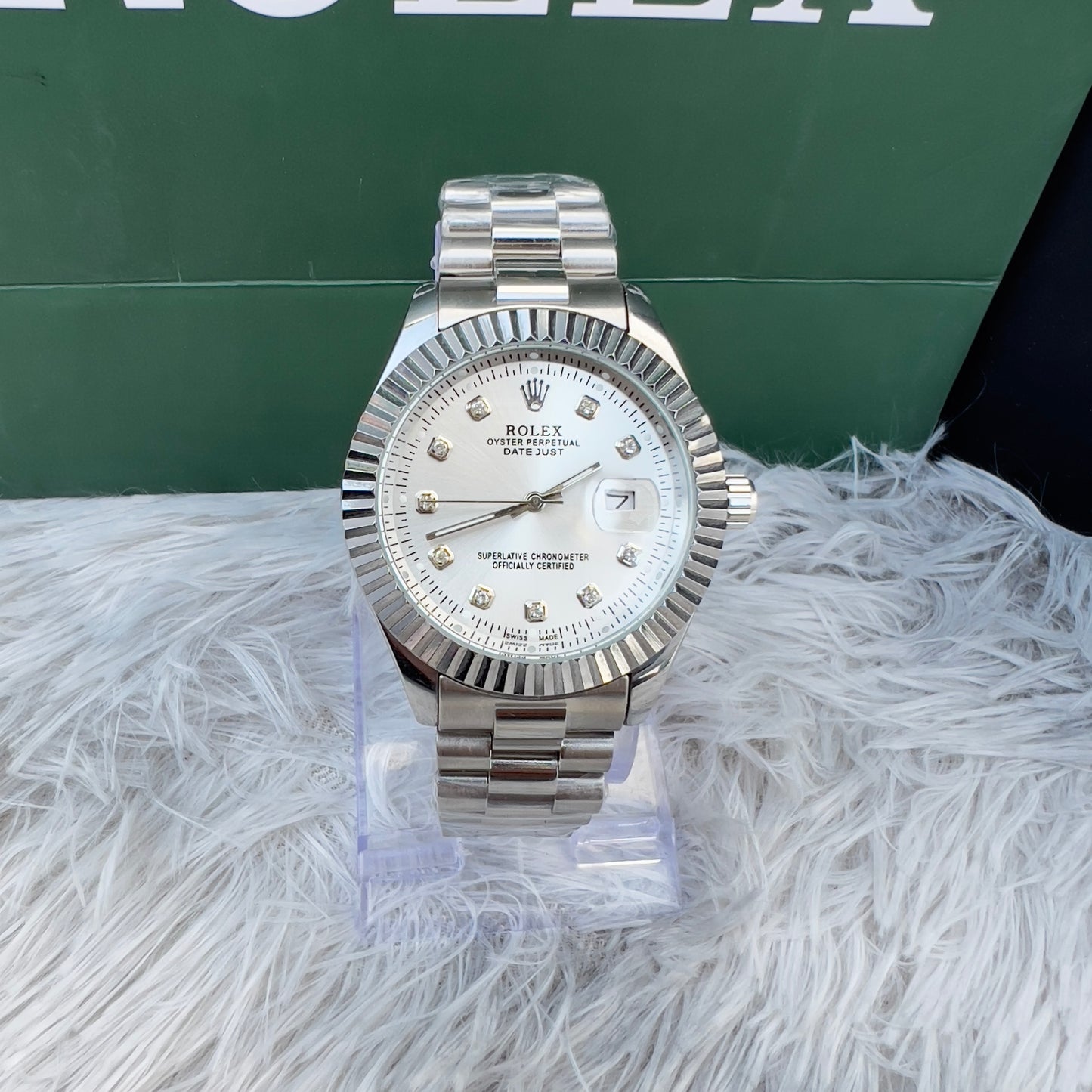 ROLEX OYSTER PERPETUAL-DATE JUST SILVER