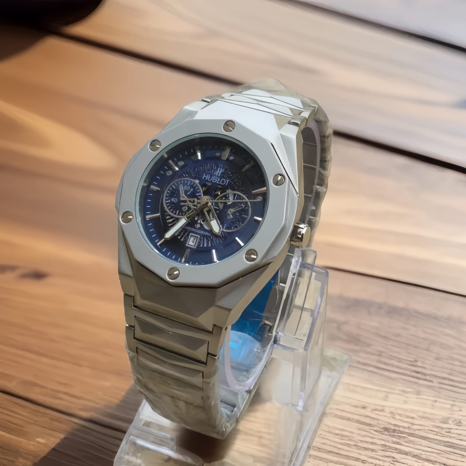 HUBLOT DIAMOND CUT SKELETON-BLUE