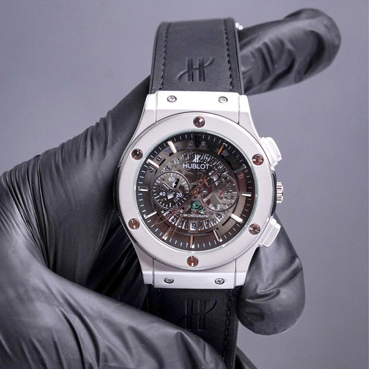 HUBLOT GENEVE-LEATHER STRAPS BLACK