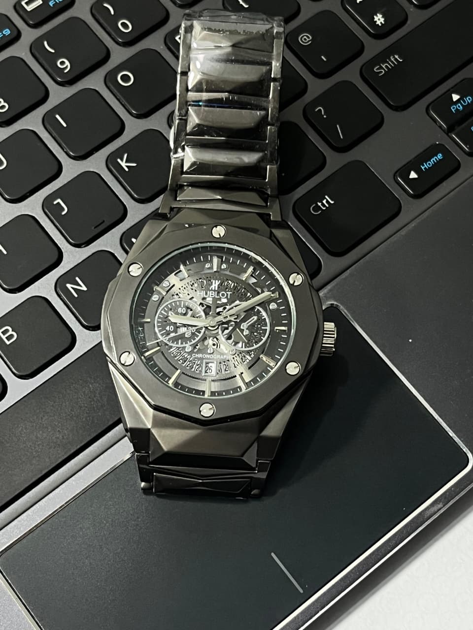 HUBLOT DIAMOND CUT SKELETON -FULL BLACK