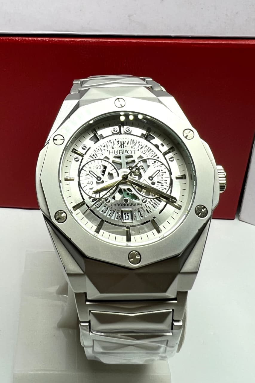 HUBLOT DIAMOND CUT SKELETON-SILVER