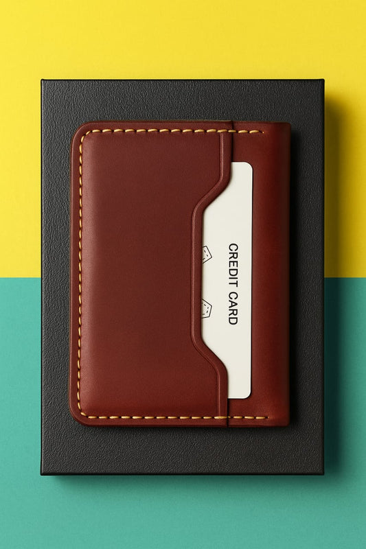LEATHER CARD HOLDER-PURPLE BY MIANLUXE