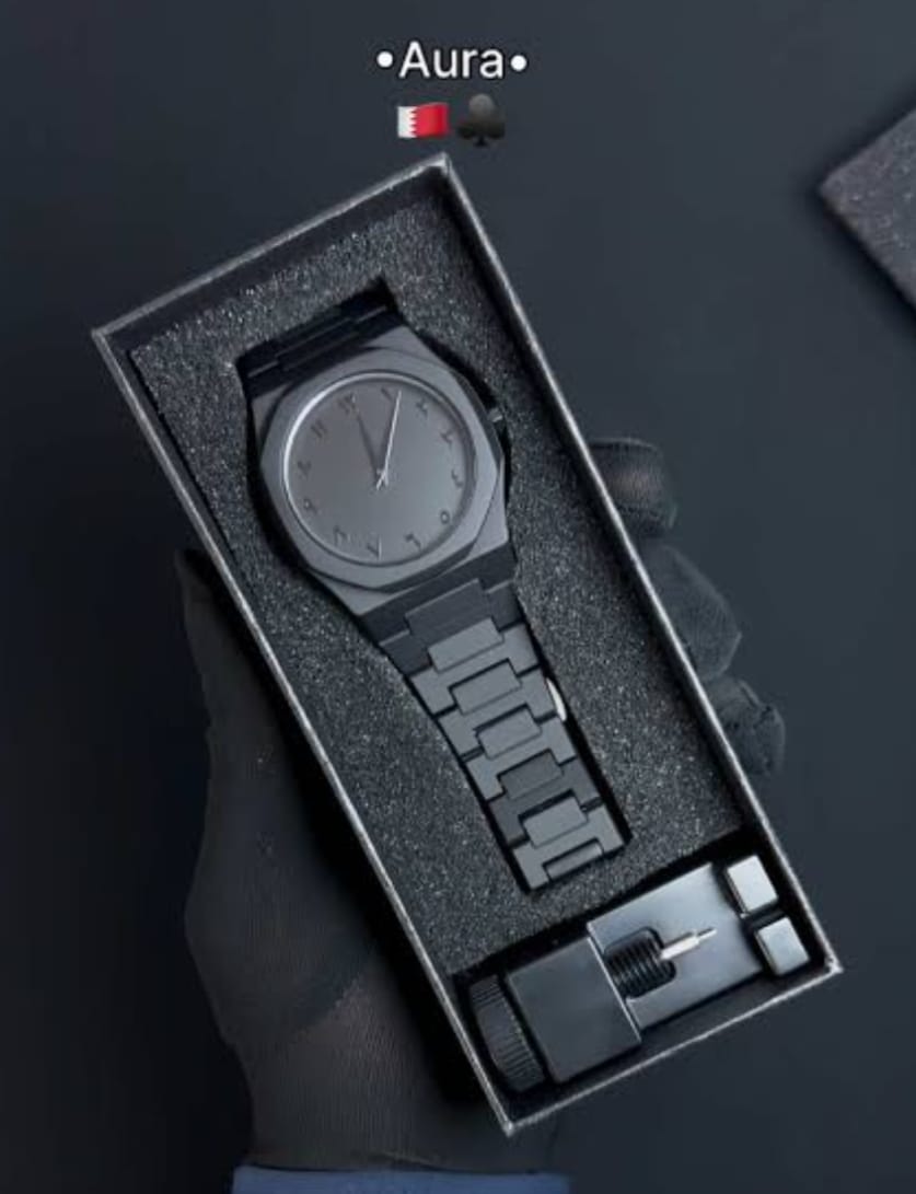 BLACK ARABIC AURA WATCH-CARBON FIBER
