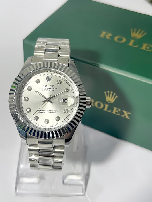 ROLEX OYSTER PERPETUAL-DATE JUST SILVER