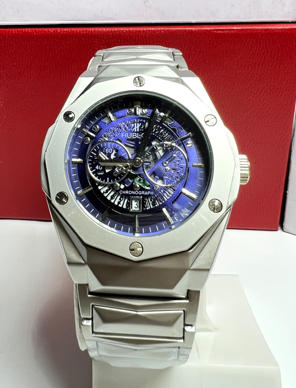 HUBLOT DIAMOND CUT SKELETON-BLUE