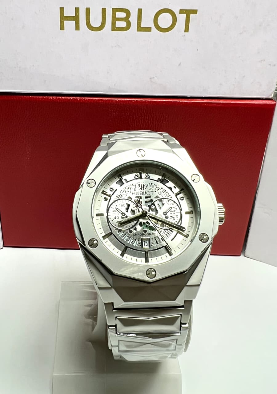 HUBLOT DIAMOND CUT SKELETON-SILVER