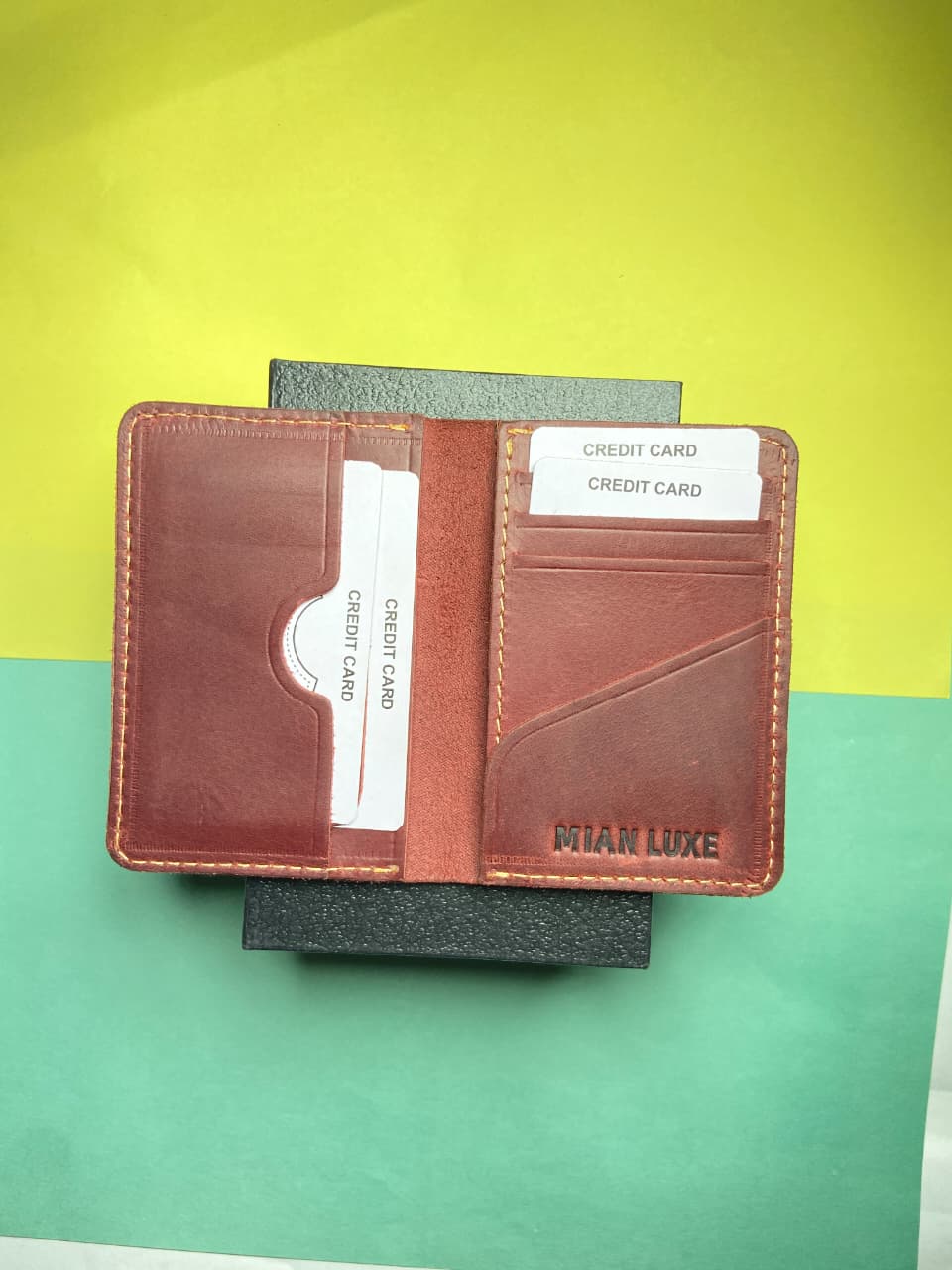 LEATHER CARD HOLDER-PURPLE BY MIANLUXE
