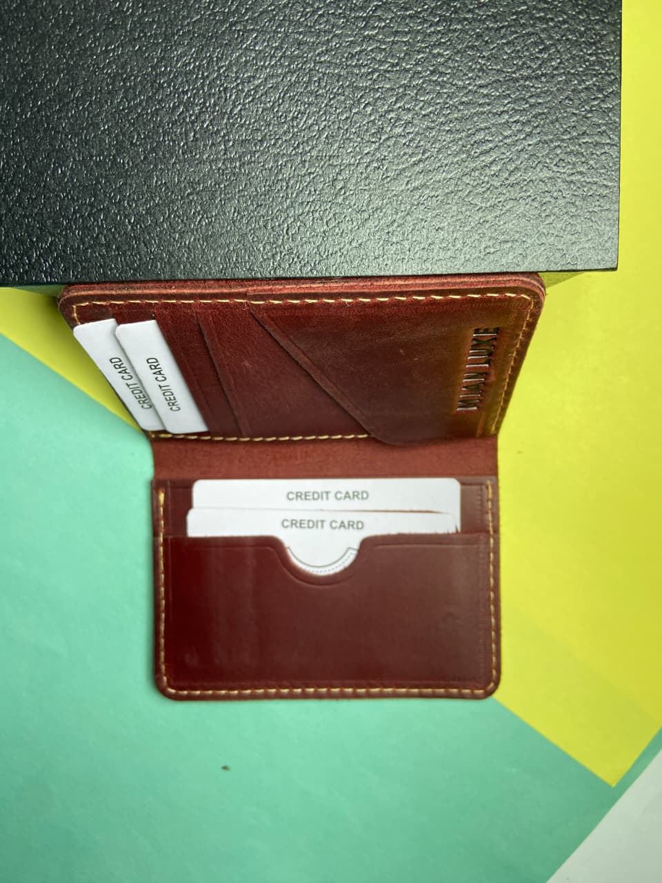 LEATHER CARD HOLDER-PURPLE BY MIANLUXE