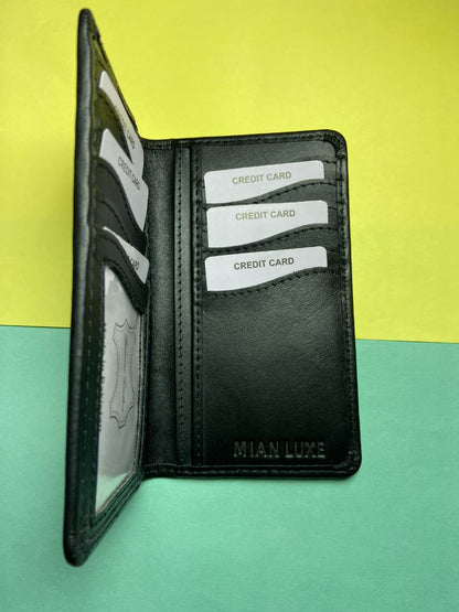 LEATHER MEDIUM LONG WALLET-BLACK BY MIANLUXE