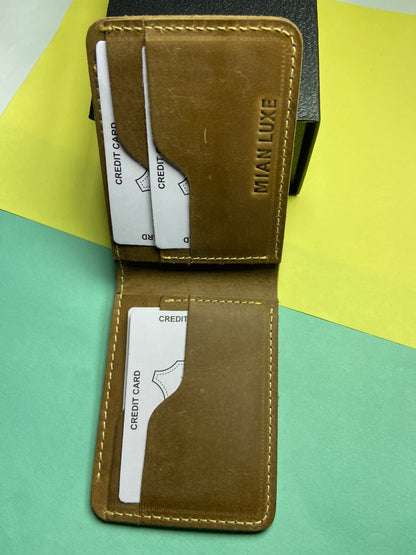 LEATHER BIFOLD WALLET-CAMEL BY MIANLUXE