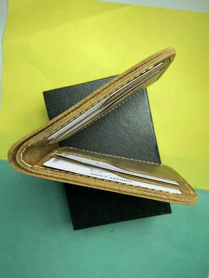 LEATHER BIFOLD WALLET-CAMEL BY MIANLUXE