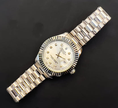 ROLEX OYSTER PERPETUAL-DATE JUST SILVER