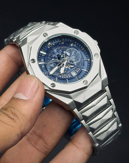 HUBLOT DIAMOND CUT SKELETON-BLUE