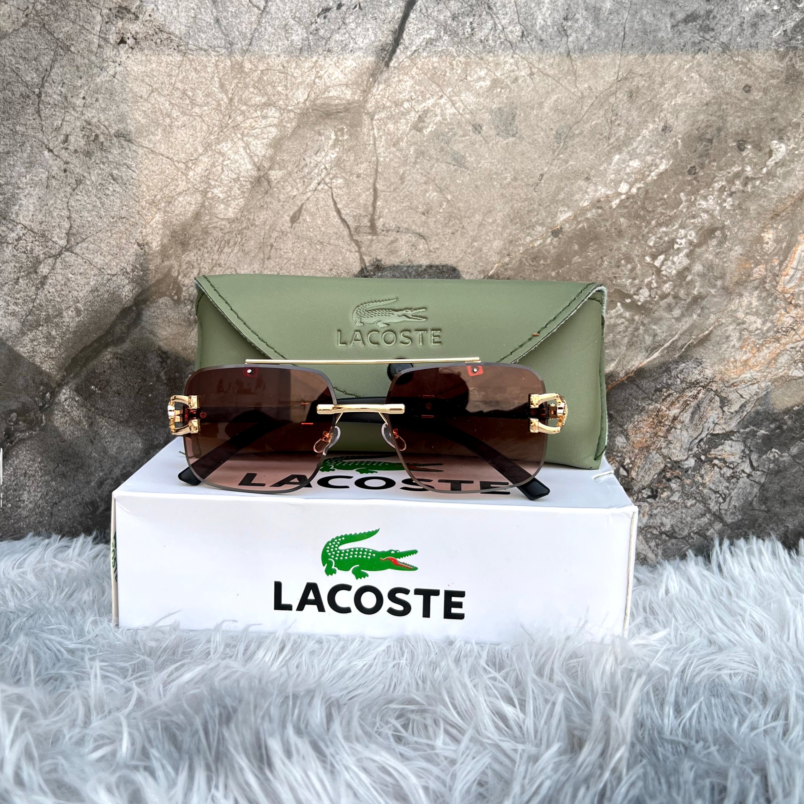 Brown Rimless Sunglasses