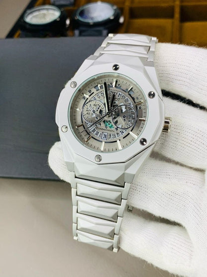HUBLOT DIAMOND CUT SKELETON-SILVER