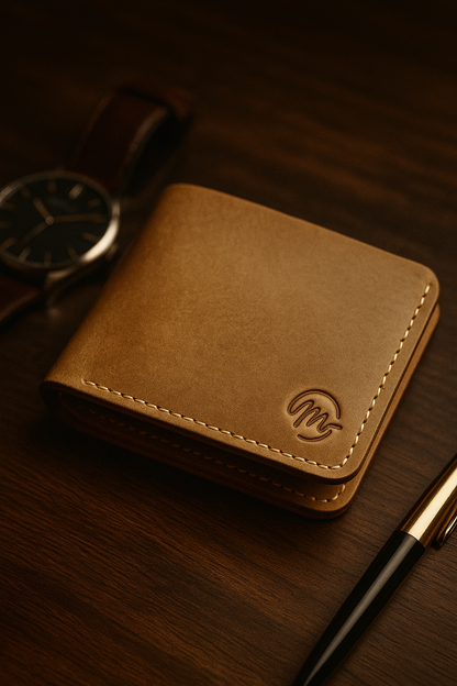 LEATHER BIFOLD WALLET-CAMEL BY MIANLUXE