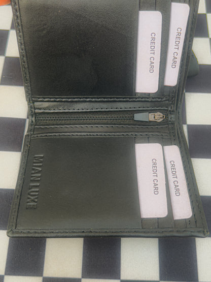 LEATHER SMALL ZIPPER WALLET-BLACK BY MIANLUXE