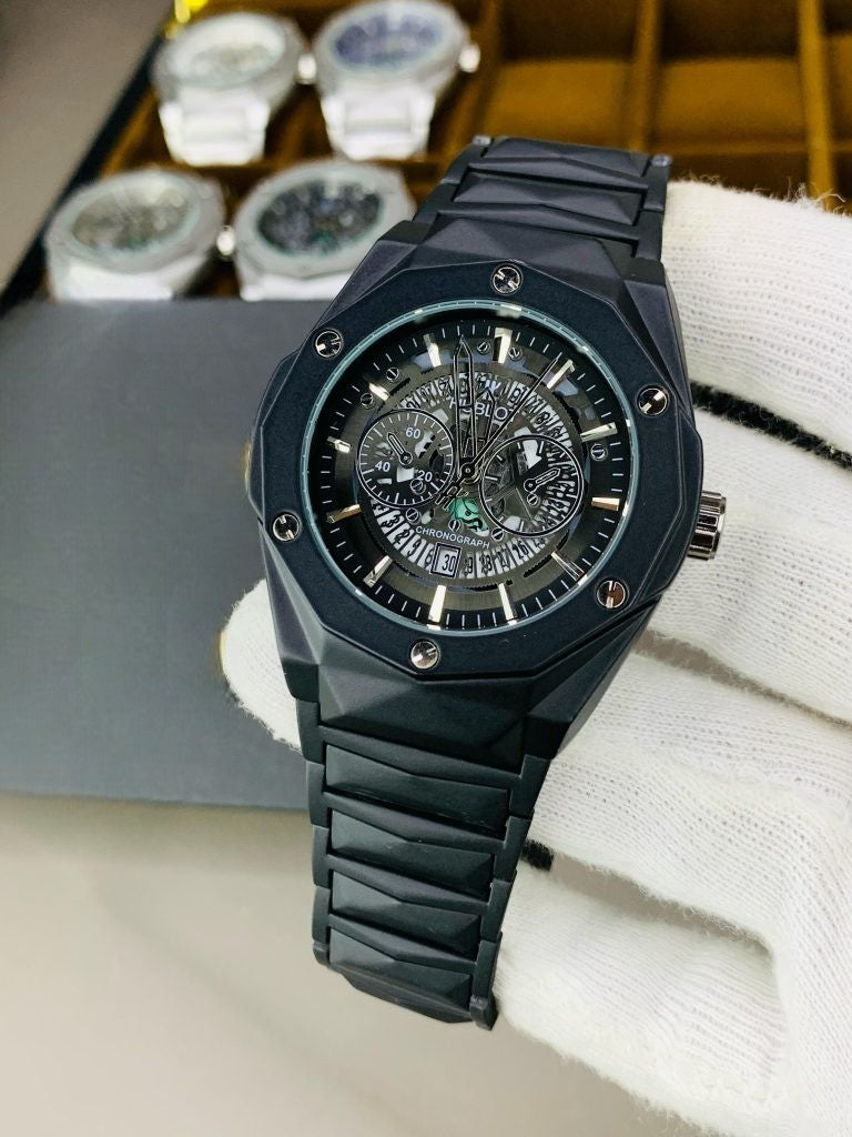 HUBLOT DIAMOND CUT SKELETON -FULL BLACK
